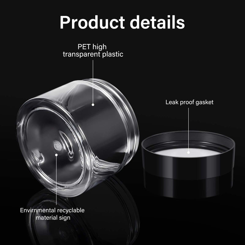 Patelai 4 Pieces Round Wide-mouth Leak Proof Plastic Container Jars with Lids for Travel Storage Makeup Beauty Products Face Creams Oils Salves Ointments DIY Making(6 Ounce,Black) - Image 3