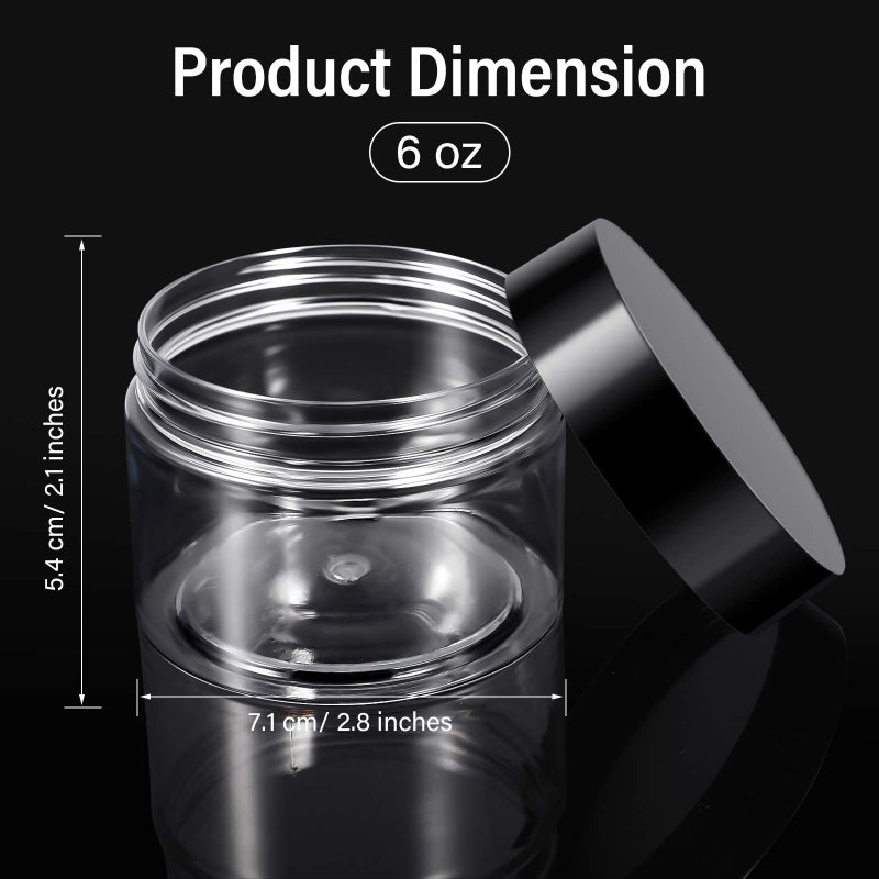 Patelai 4 Pieces Round Wide-mouth Leak Proof Plastic Container Jars with Lids for Travel Storage Makeup Beauty Products Face Creams Oils Salves Ointments DIY Making(6 Ounce,Black) - Image 2