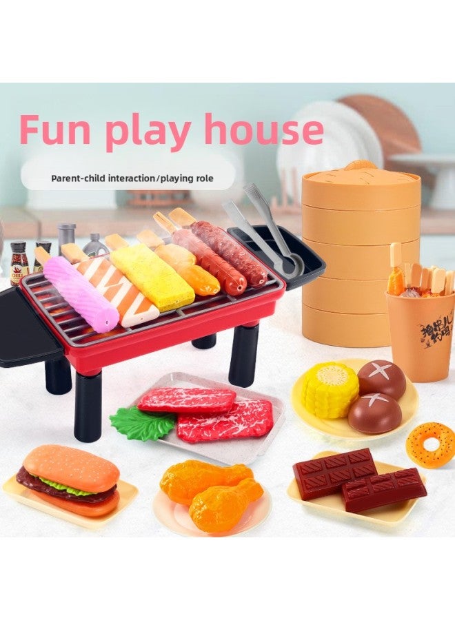 Children Play House Barbecue Toys Simulation Food Puzzle Baby DIY Kitchen Boys And Girls Cooking Suit-Color:Chinese And Western Food 36-piece Set (color Box) - Image 2