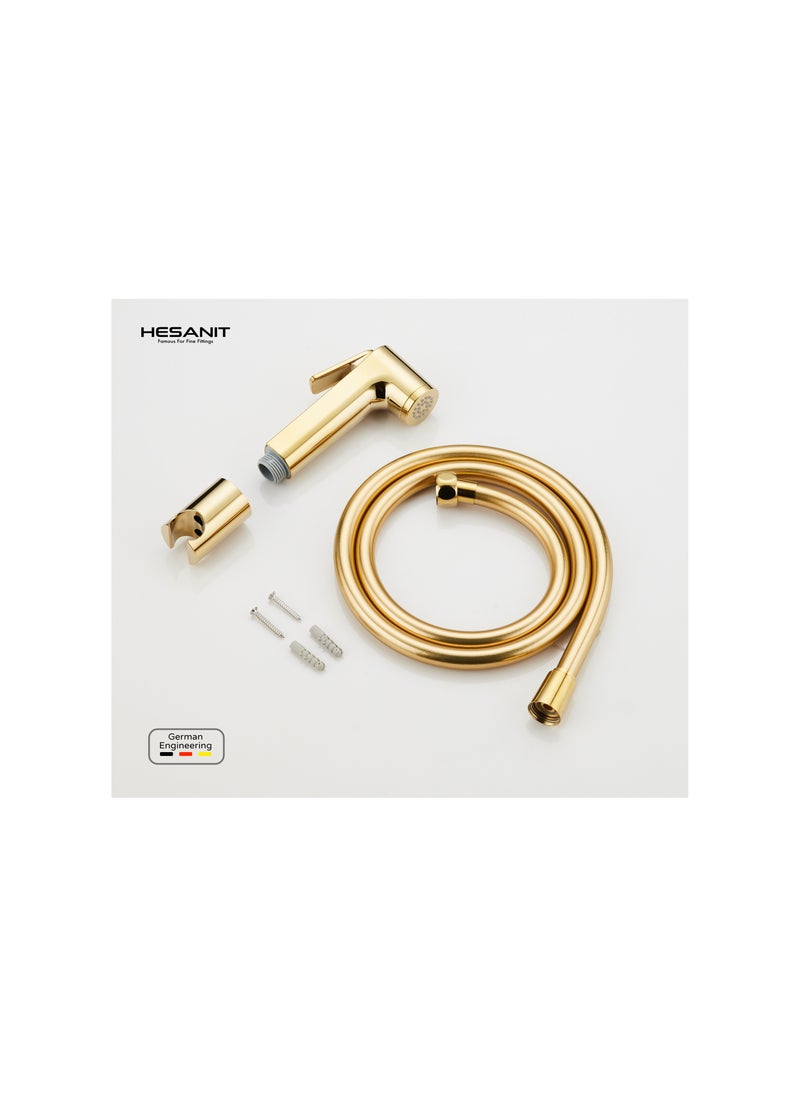 HESANIT HESANIT Logic Shattaf Sprayer Set with Pipe and Wall Bracket Gold 580100300G  - Image 4