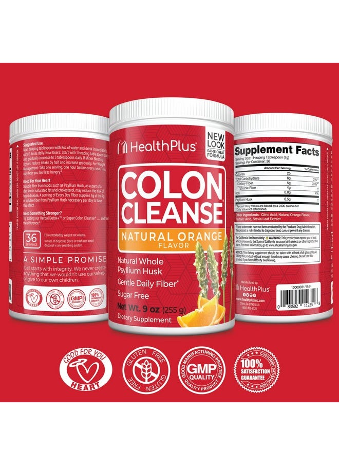 Health Plus Colon Cleanse Natural Daily Fiber No Artifical Flavors Natural Sweetener Gluten Free Detox Heart Healthy Orange Flavor (9 Ounces 36 Servings)  - Image 3
