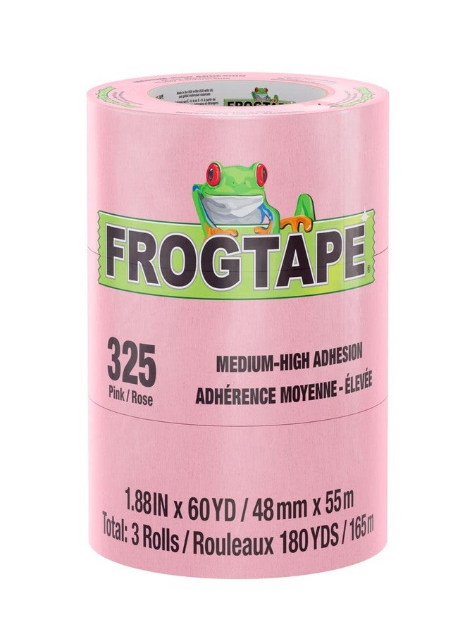 FrogTape 325 Pink High Temperature Performance Grade Masking Tape, Medium-High Adhesion, 48mm x 55m, 3 Rolls per Pack - Image 1