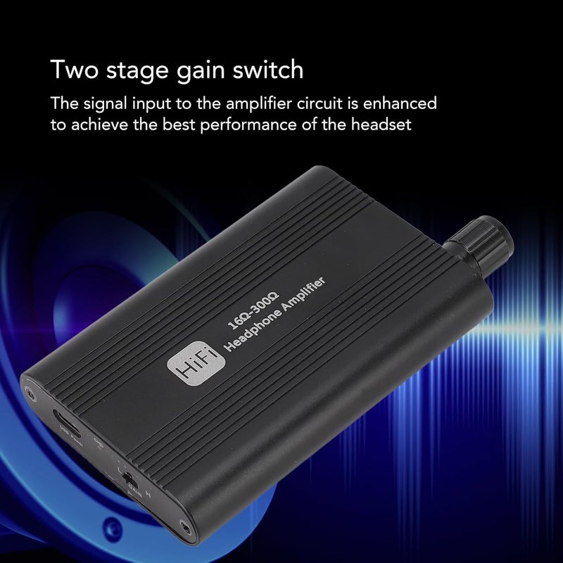 Fabater Portable Headphone Amplifier, HiFi Earphone Amp, 16-300 Ohms Impedance, Volume Control, 3.5mm AUX Audio Amplifier for MP3 MP4 Phones Laptops Gaming Consoles - Image 4