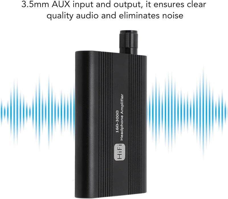 Fabater Portable Headphone Amplifier, HiFi Earphone Amp, 16-300 Ohms Impedance, Volume Control, 3.5mm AUX Audio Amplifier for MP3 MP4 Phones Laptops Gaming Consoles - Image 3