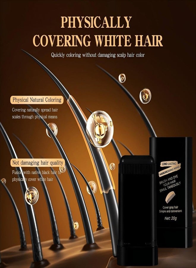 KHOLAD 2-in-1 Instant Hair Color Stick & Comb, Portable Hair Dye Comb for Gray Hair Coverage, Long-Lasting Waterproof and Sweat-Proof Hair Dye Comb for Women & Men, Quick Root Touch-Ups Portable Correction Sticks (BLACK STICK) - Image 3