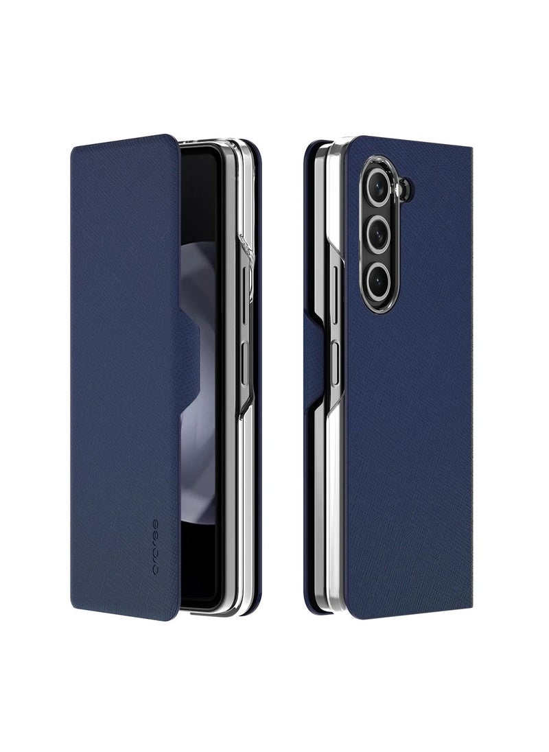 araree - Araree Bonnet Diary Samsung Galaxy Z Fold 5 Case with Card Holder, PU Leather Flip Folio Case Closure, Embedded PC Frame, All-Sided Protection, Rear Camera Protection, Slim & Durable Design – Blue - Image 1