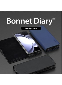 araree Araree Bonnet Diary Samsung Galaxy Z Fold 5 Case with Card Holder, PU Leather Flip Folio Case Closure, Embedded PC Frame, All-Sided Protection, Rear Camera Protection, Slim & Durable Design – Blue  - Image 4