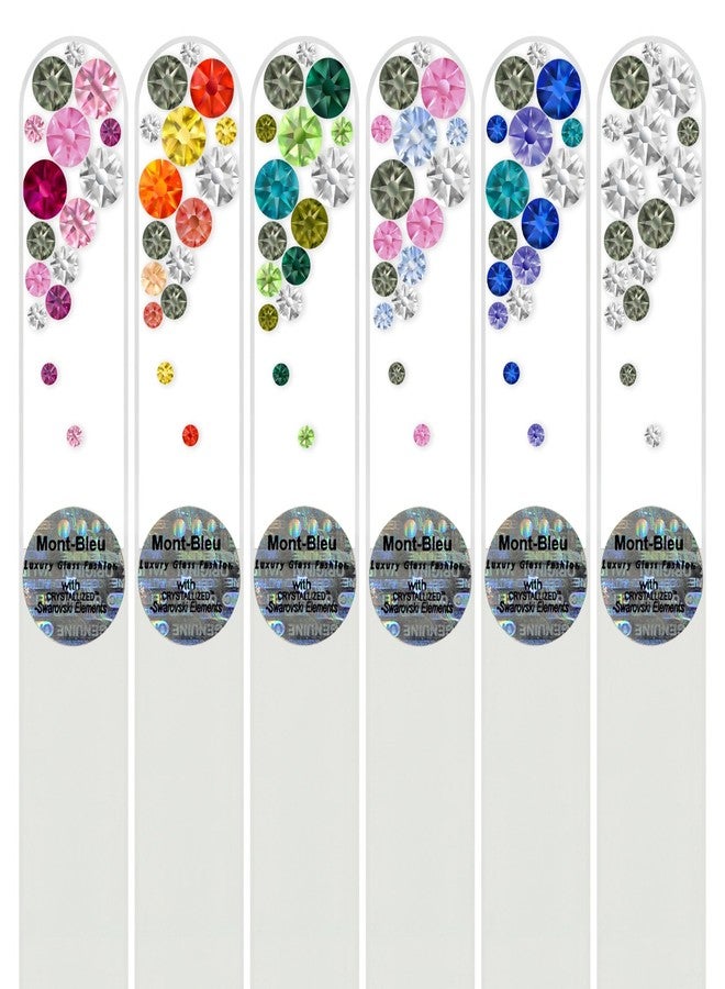 Mont Bleu Gift Set of 5 + 1 Free Czech Glass Nail Files Hand Decorated with Crystals - Gifts for her - Handmade Gift - Czech Tempered Glass - Best Crystal Nail Files for Natural Nails - Image 2