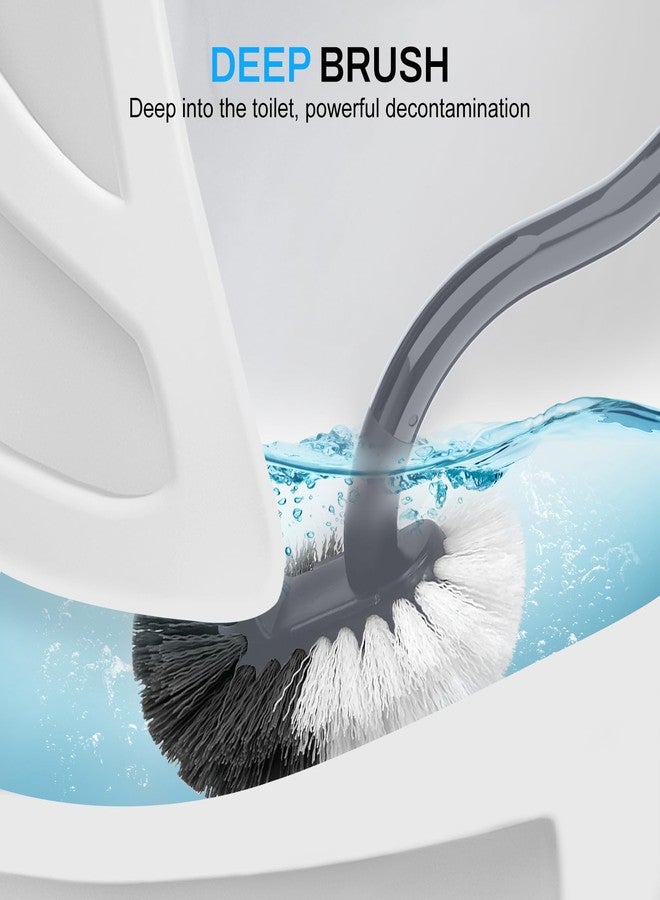 SetSail Toilet Brush and Holder Set, Compact Size Curved Toilet Bowl Brush for Bathroom Deep Cleaning with Stainless Steel Handle Toilet Cleaner Brush, Grey - Image 3