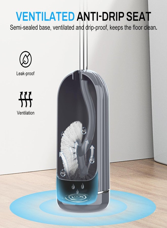 SetSail Toilet Brush and Holder Set, Compact Size Curved Toilet Bowl Brush for Bathroom Deep Cleaning with Stainless Steel Handle Toilet Cleaner Brush, Grey - Image 4