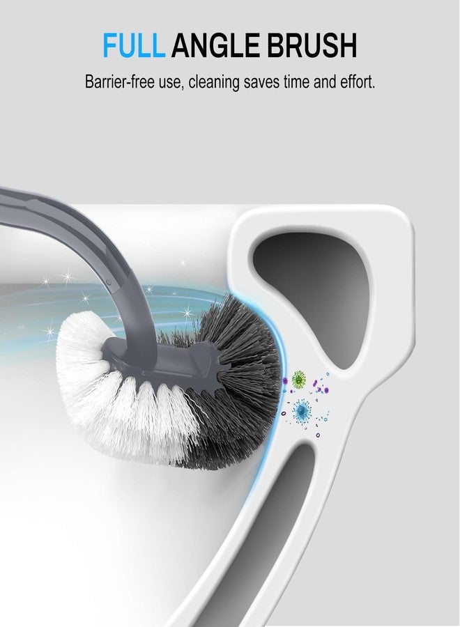 SetSail Toilet Brush and Holder Set, Compact Size Curved Toilet Bowl Brush for Bathroom Deep Cleaning with Stainless Steel Handle Toilet Cleaner Brush, Grey - Image 5