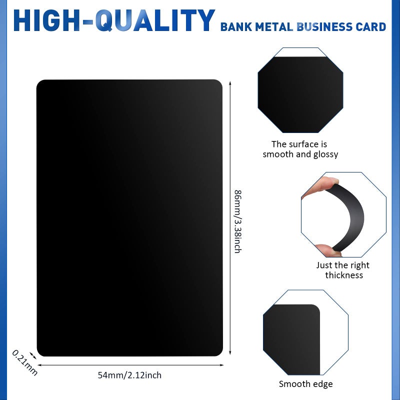 Marspark 300 Pieces Metal Engraving Blanks Multipurpose Aluminum Sheet Aluminum Business Card Blanks for Cnc Engraver Laser Engraving DIY Cards, Thickness 0.21 Mm/ 0.01 Inch (black) - Image 2