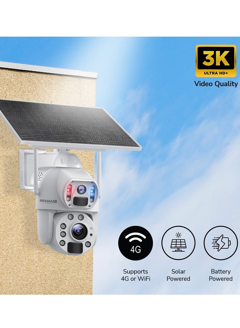 PROMAGE CONNECT Dual Lens Solar Powered PTZ Camera 10X Optical Zoom PC-S566-4G | 4G LTE Outdoor Security Camera with Night Vision, Motion Detection & Two-Way Audio - Image 2