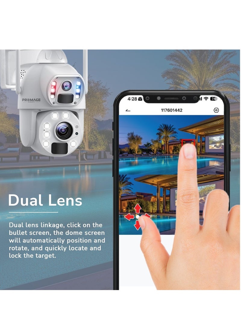 PROMAGE CONNECT Dual Lens Solar Powered PTZ Camera 10X Optical Zoom PC-S566-4G | 4G LTE Outdoor Security Camera with Night Vision, Motion Detection & Two-Way Audio - Image 4