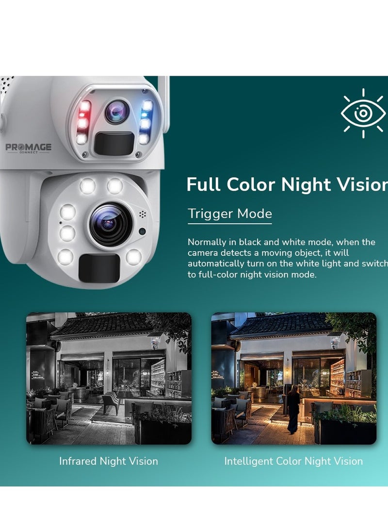 PROMAGE CONNECT Dual Lens Solar Powered PTZ Camera 10X Optical Zoom PC-S566-4G | 4G LTE Outdoor Security Camera with Night Vision, Motion Detection & Two-Way Audio - Image 5