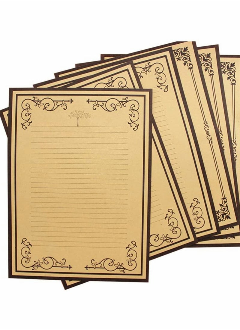 Generic 8 Vintage Lined Stationery Sheets for Letters, Suitable for Poems, Office Notes, Wedding Invites  More (7 x 9In), Elegant Antique Design for All Your Writing Needs  - Image 1