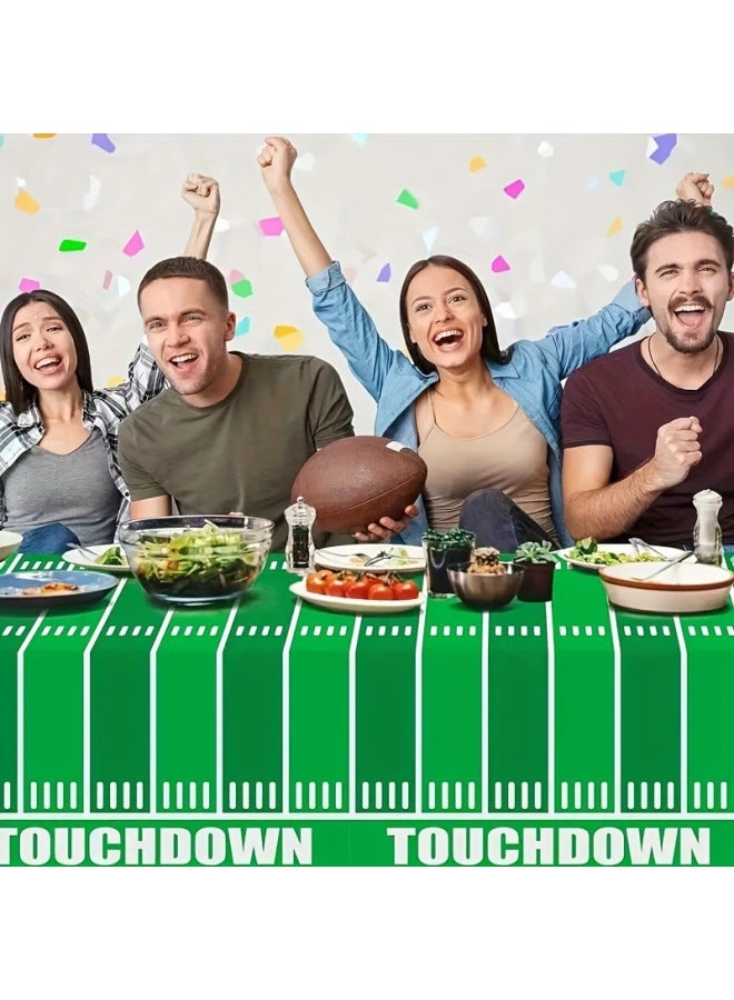 American Football Football Party Theme Tablecloth Disposable PE Waterproof Background Decoration Supplies-Color:Green+brown 137*274cm - Image 3