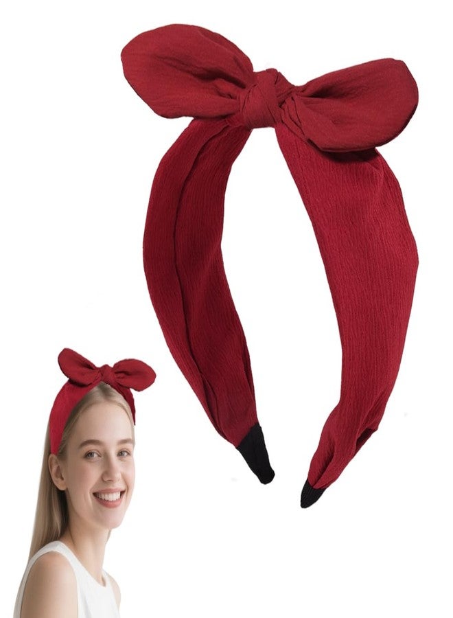 Yreamont Womens Top Knotted Headband with Bow Head Band for Women Red Knot Headbands for Women Hair Bands for Women's Hair Womens Bow Hairband for Christmas Halloween Accessories - Image 1