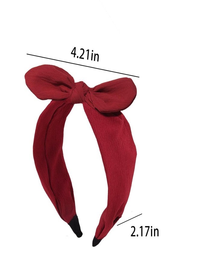 Yreamont Womens Top Knotted Headband with Bow Head Band for Women Red Knot Headbands for Women Hair Bands for Women's Hair Womens Bow Hairband for Christmas Halloween Accessories - Image 2