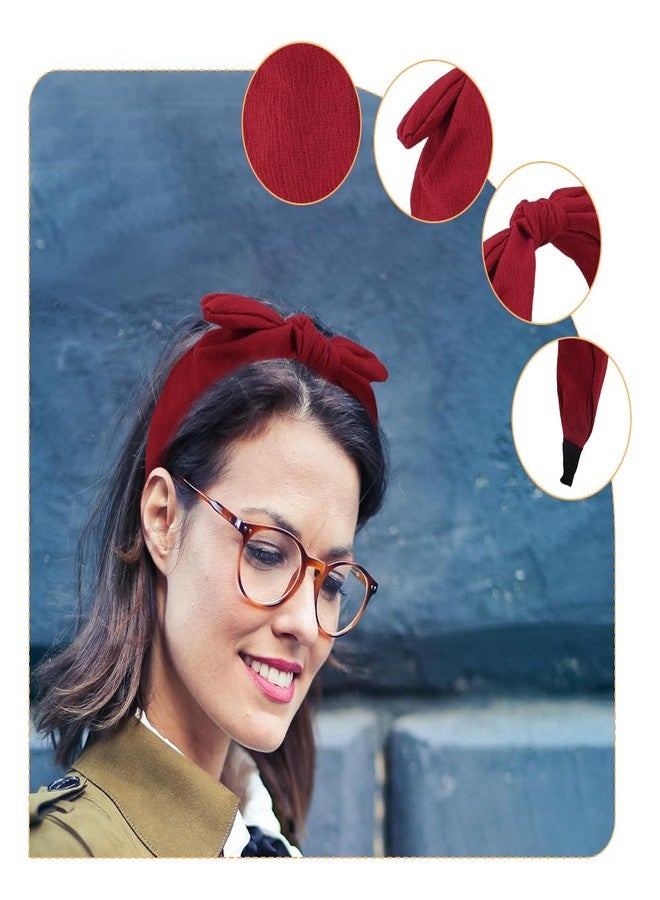 Yreamont Womens Top Knotted Headband with Bow Head Band for Women Red Knot Headbands for Women Hair Bands for Women's Hair Womens Bow Hairband for Christmas Halloween Accessories - Image 4