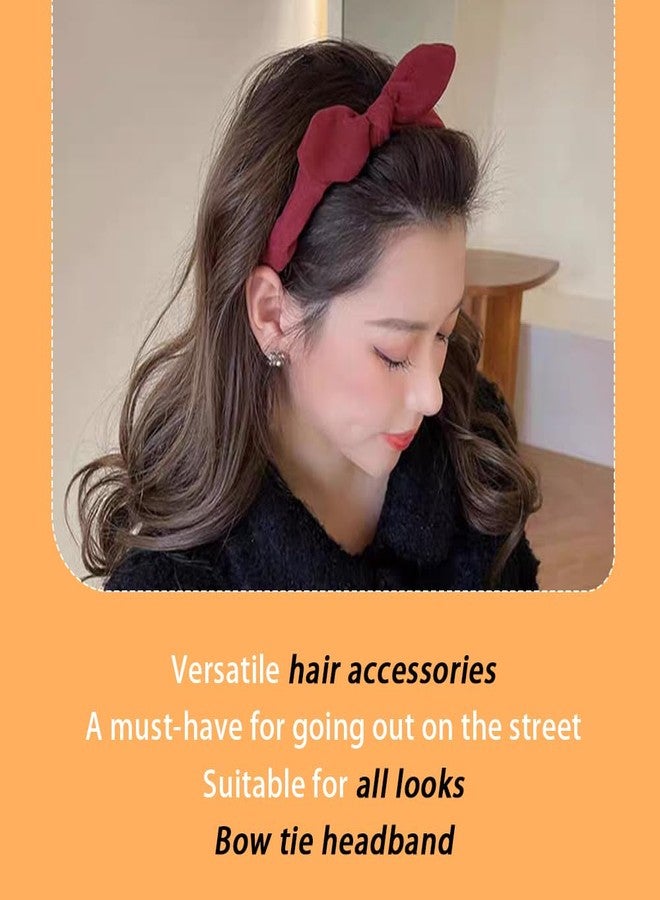 Yreamont Womens Top Knotted Headband with Bow Head Band for Women Red Knot Headbands for Women Hair Bands for Women's Hair Womens Bow Hairband for Christmas Halloween Accessories - Image 5