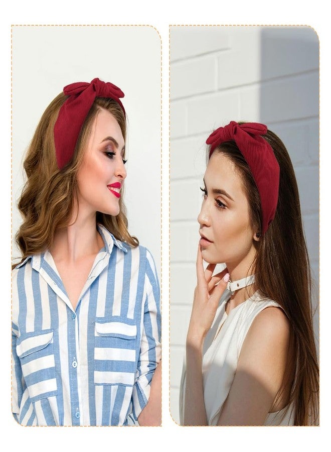 Yreamont Womens Top Knotted Headband with Bow Head Band for Women Red Knot Headbands for Women Hair Bands for Women's Hair Womens Bow Hairband for Christmas Halloween Accessories - Image 3