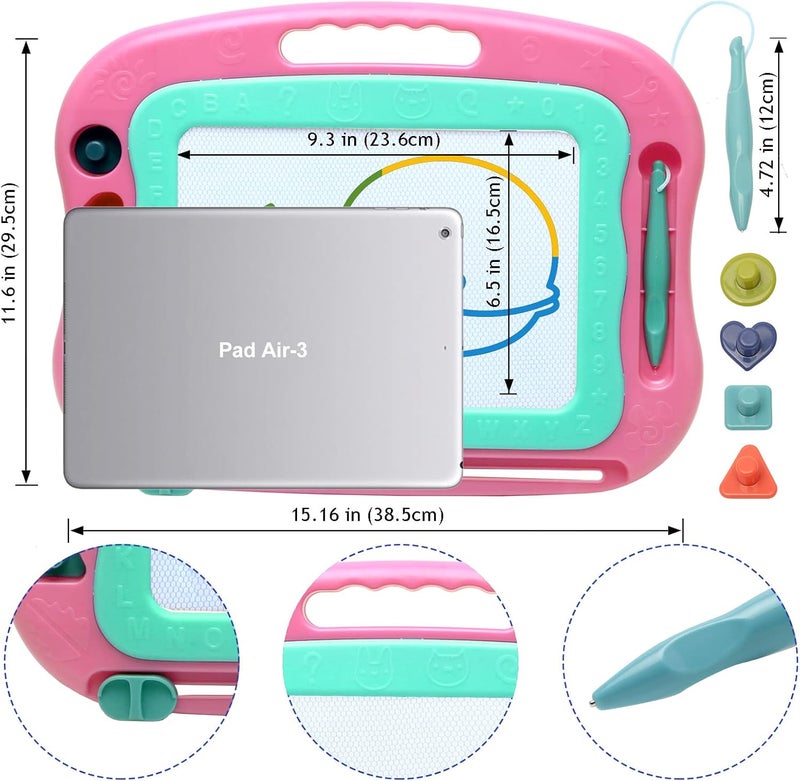 vusum Magnetic Drawing Board Magna Kids Doodle Board,Toddler Toys for Girls Boys 3 4 5 6 7 Year Old,Large Etch A Gifts Sketch Board Colorful Magnet Erasable Pad - Image 4