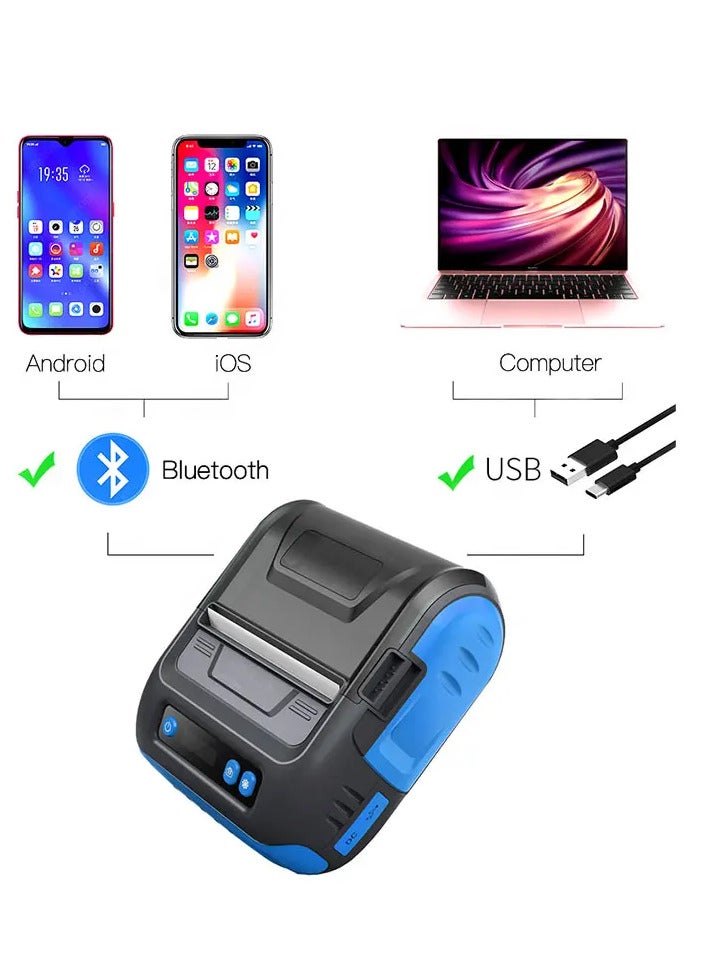 مايلستون طابعة فواتير محمولة مقاس 80 مم، طابعة فواتير حرارية لاسلكية BT، طابعة فواتير متنقلة متوافقة مع نظام Android/iOS/Windows أوامر الطباعة ESC/POS للشركات الصغيرة ومتجر بيع التجزئة - Image 3