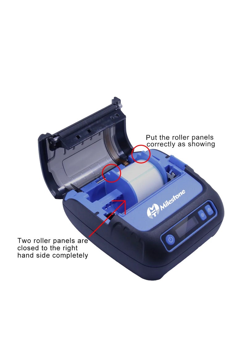 مايلستون طابعة فواتير محمولة مقاس 80 مم، طابعة فواتير حرارية لاسلكية BT، طابعة فواتير متنقلة متوافقة مع نظام Android/iOS/Windows أوامر الطباعة ESC/POS للشركات الصغيرة ومتجر بيع التجزئة - Image 2