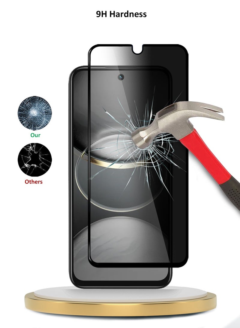 Wtech Tecno Spark 30C 4G/5G 2024 Premium E2E Series Privacy Full Glue Full Cover Tempered Glass Screen Protector (MSGECP) - Clear/Black - Image 3