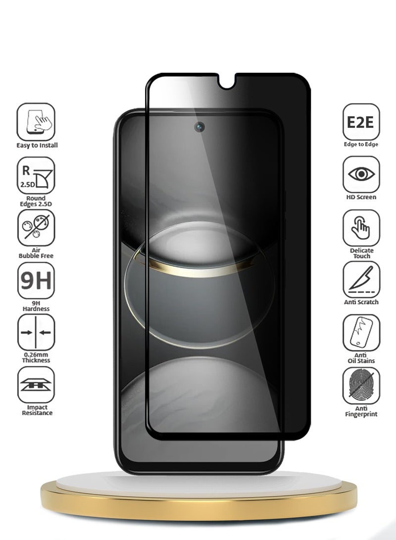 Wtech Tecno Spark 30C 4G/5G 2024 Premium E2E Series Privacy Full Glue Full Cover Tempered Glass Screen Protector (MSGECP) - Clear/Black - Image 2