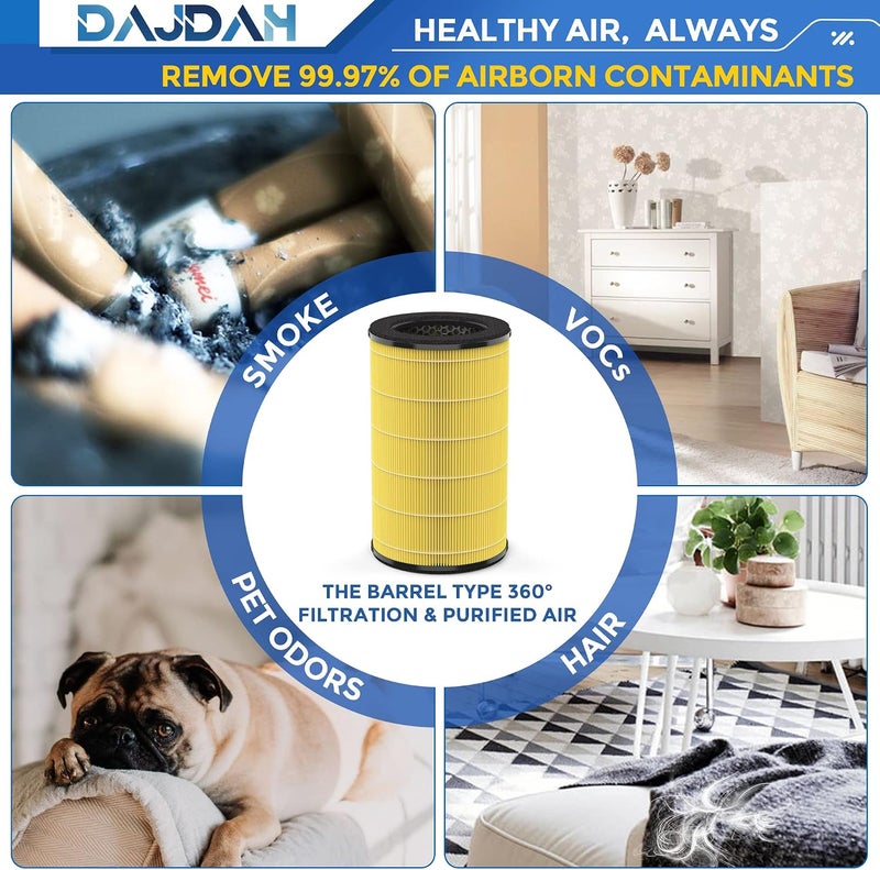 DAJDAH مرشح AP-T30FL/AP-PET35FL متوافق مع بديل جهاز تنقية الهواء Homedics، مرشح هواء 5 في 1 لجهاز Homedics Total Clean AP-T30، AP-T30WT، AP-PET35، AP-PET35-WT، كربون نشط، عدد 1 - Image 5