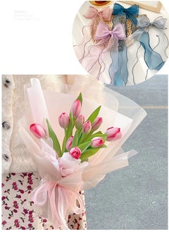 Zeemey 5pcs, 1.57 inch x 10 yards (Total 50 yards), Cake Flower Ribbon Tie, Butterfly DIY Headband Material, Wave Curl Packaging Tie, Fishtail Yarn Woven Satin Floating Color Ribbon For Room Decoration, Wedding Party Decoration Ribbon, Unique Gift Box Tie Ribbon  - Image 2