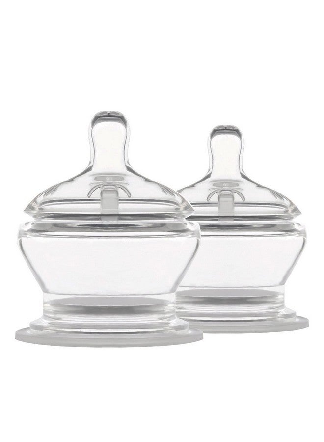 PopYum حلمات مضادة للمغص بتدفق بطيء المرحلة 1، عبوة 2، 0+ أشهر، 100% سيليكون ناعم، حلمة بديلة تشبه الثدي مع قفل طبيعي - Image 1