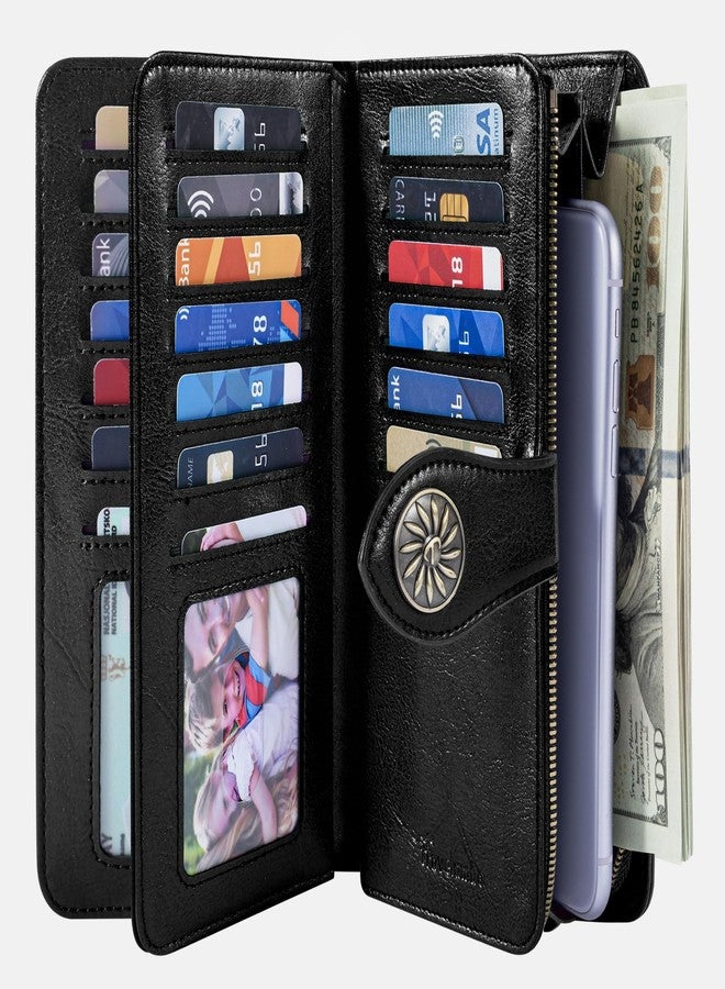 Travelambo Women's Wallet RFID Blocking Wristlet Clutch Purse with Large Capacity & Removable Strap - Image 2