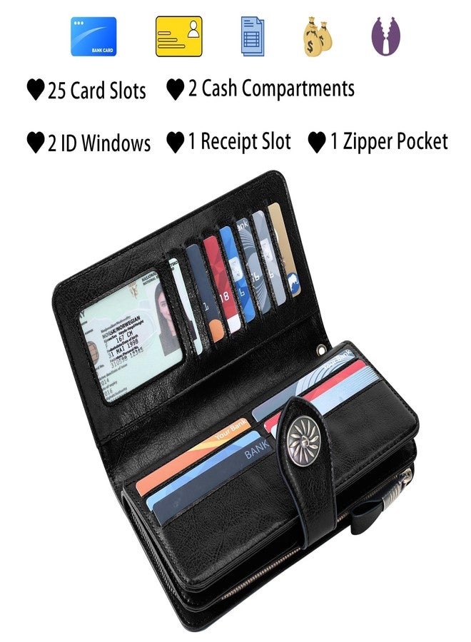 Travelambo Women's Wallet RFID Blocking Wristlet Clutch Purse with Large Capacity & Removable Strap - Image 3