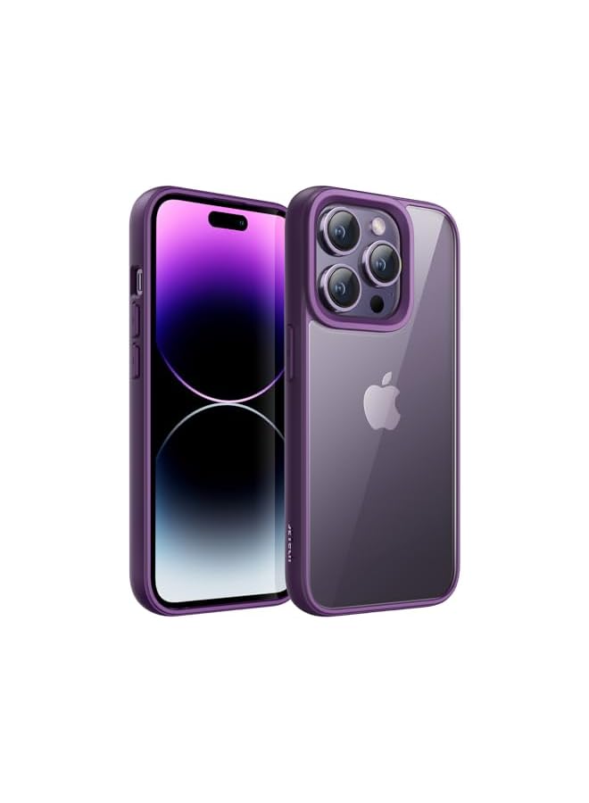 Jetech Case for iPhone 14 Pro Max 6.7-Inch, Shockproof Phone Bumper Cover, Solid Color Matte TPU Frame, Anti-Scratch Clear Back (Deep Purple) - Image 1