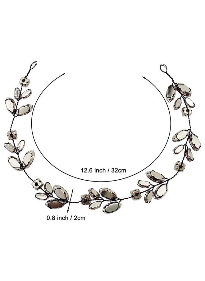 BETITETO Bridal Burgundy Crystal Headpiece Wedding White Wine Red Rhinestone Black Hair Vine Accessories For Women  - Image 5