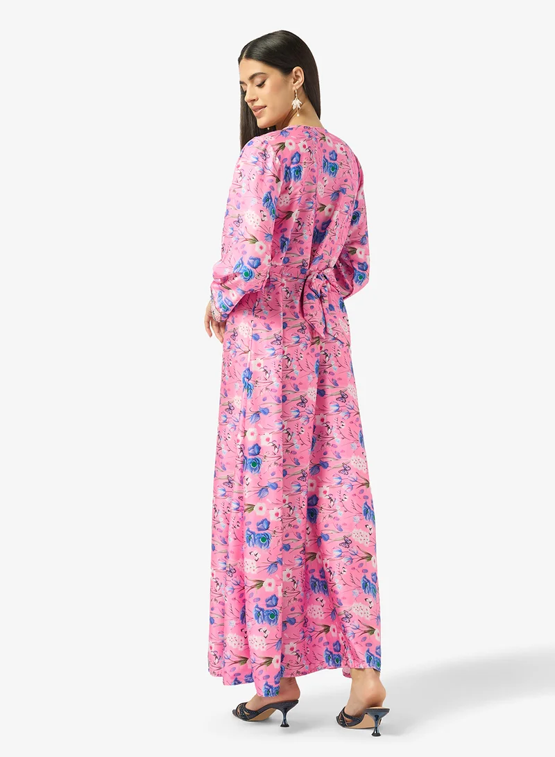 ARABIAN CLOSET Embellished Belted Jalabiya