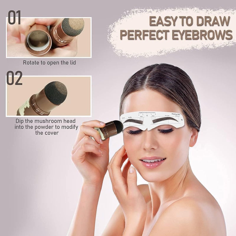 Victocity Enterprise victocity enterprise Natural Hairline Powder Hair Shading Sponge Pen Hairline Shadow Powder Stick Quick Hair Root TouchUp Paired With 2 Pairs Of Eyebrow Stamp Black 1 - Image 4