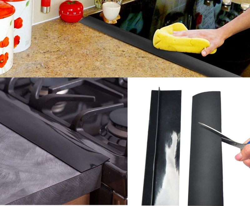 liboyixi Silicone Kitchen Stove Gap Covers  Kitchen Counter Gap Anti-Slip Non-Tacky Filler Seals Spills Between Counter  Stovetop  Oven  Washer  Sheat-Resistant Et Of 2 (25Inches  Translucent) By Liboyixi - Image 4