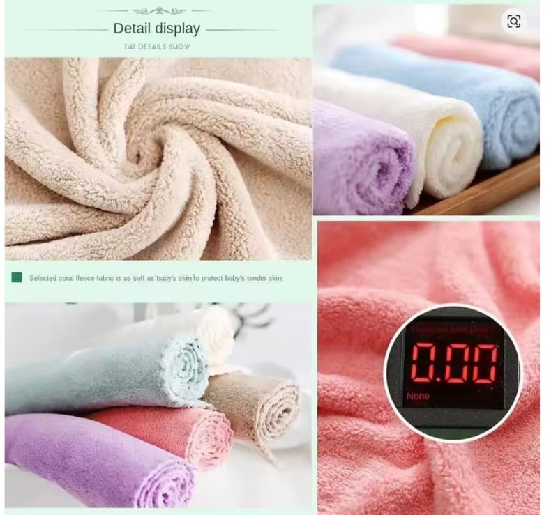 Little Boo Microfiber Coral Fleece Baby Face Towels, Soft and Absorbent Wash Clothes for Newborns, Infants and Toddlers, Cotton Wipes & Burp Cloths Size 25x25cm Multicolor (Pack of 10) - Image 3