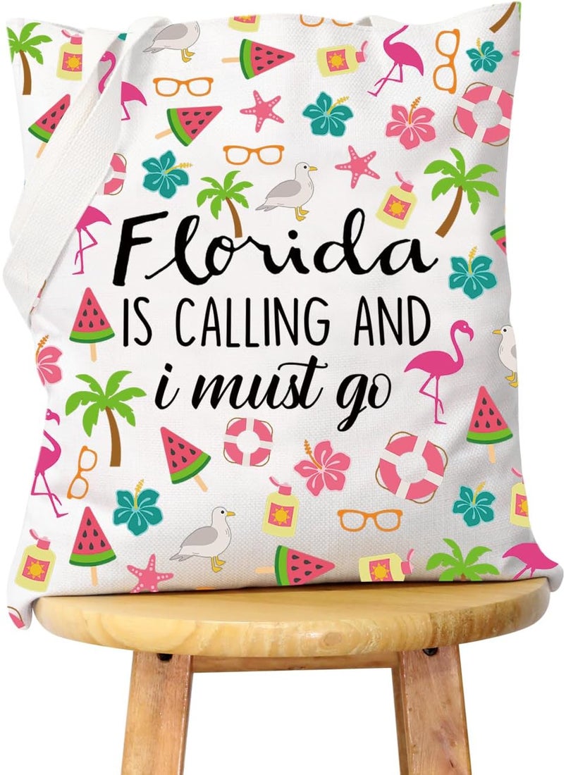 WCGXKO - WCGXKO Florida Vacation Gift Florida Travel Gift Florida Is Calling And I Must Go Zipper Pouch Makeup Bag (Florida Tote) - Image 1