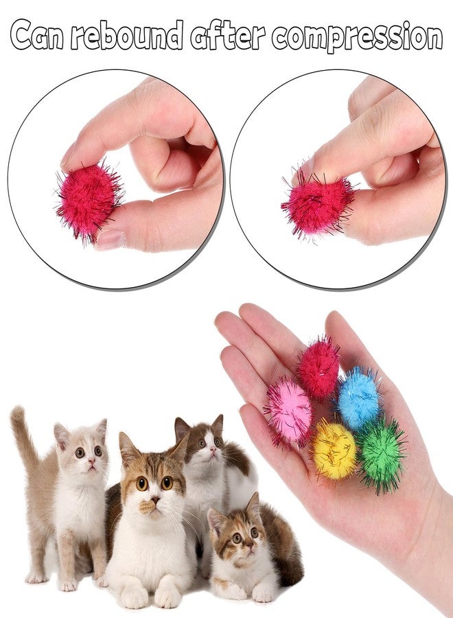 Xosjska 70 Pack Assorted Color Sparkle Balls Cat Pom Pom Balls Interactive Cat Toys Soft Cats Puff Ball Glitter Tinsel Fuzzy Ball for Cats Creative Crafts Decorations, Exercise and Entertainment - Image 3