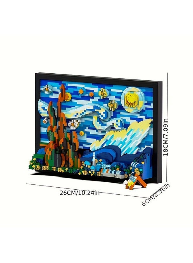 1731pcs 3D Starry Night Building Blocks Set for Adults - Reproductions Of Famous Paintings, ABS Material Toys, DIY Home Decor Art, Educational Creative Jigsaw Puzzles, Gifts Art Lovers 14+ - Image 5