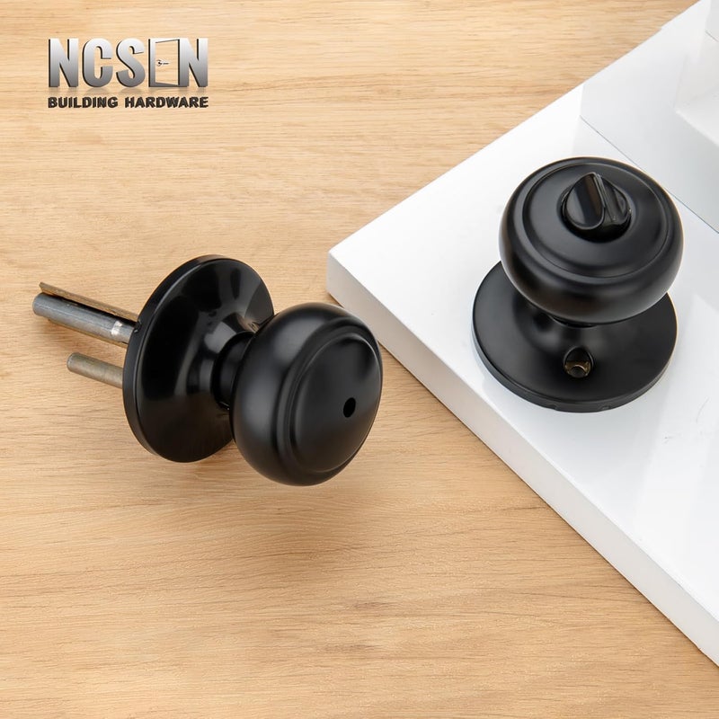NCSEN 3 Pack Matte Black Door Knobs,Interior Door Knob with Lock,Coastal Style Door knob for Privacy and Bedroom (Bath or Privacy) - Image 5