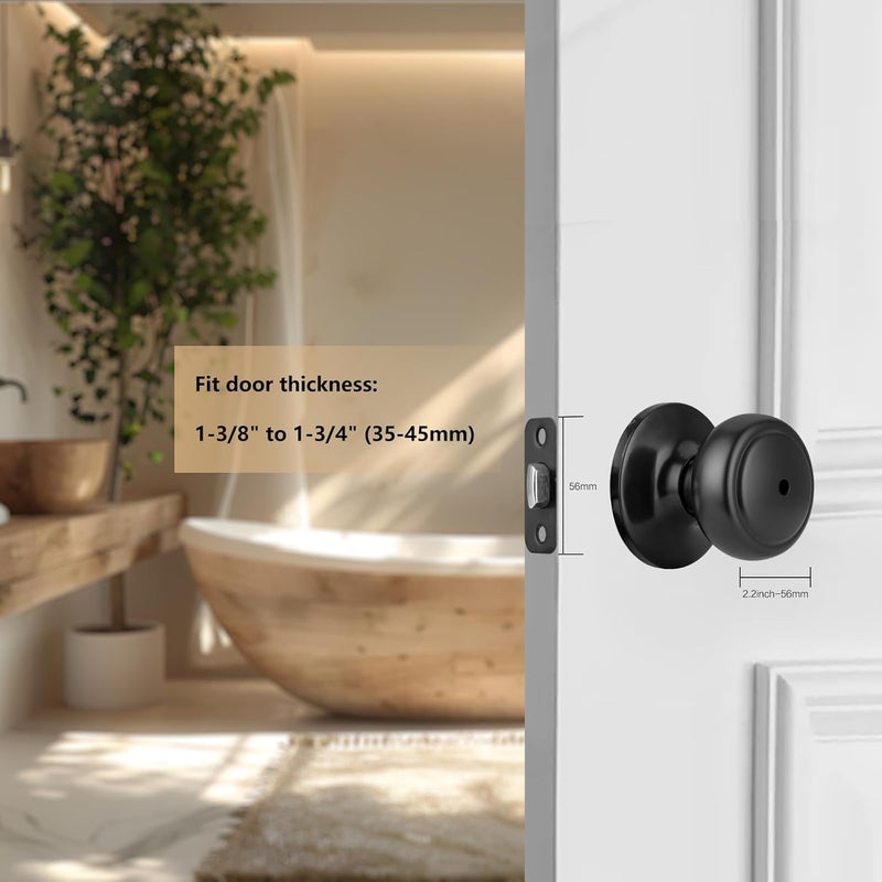 NCSEN 3 Pack Matte Black Door Knobs,Interior Door Knob with Lock,Coastal Style Door knob for Privacy and Bedroom (Bath or Privacy) - Image 4