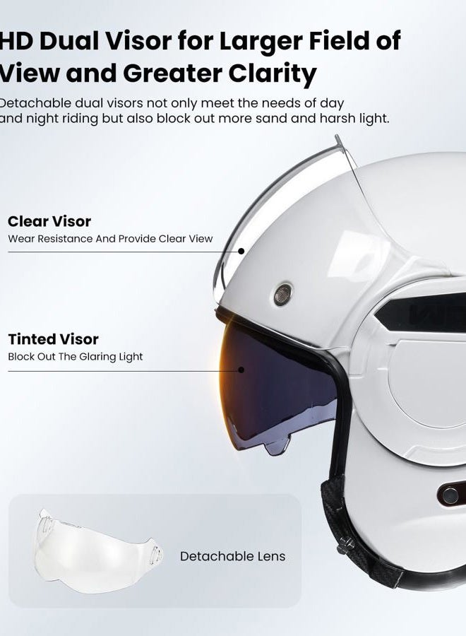 ILM Vintage Full Face Modular Motorcycle Helmet for Adults Men ATV UTV Snowmobile with 180° Reversible Chin Guard DOT Model-B707(White, S) - Image 4