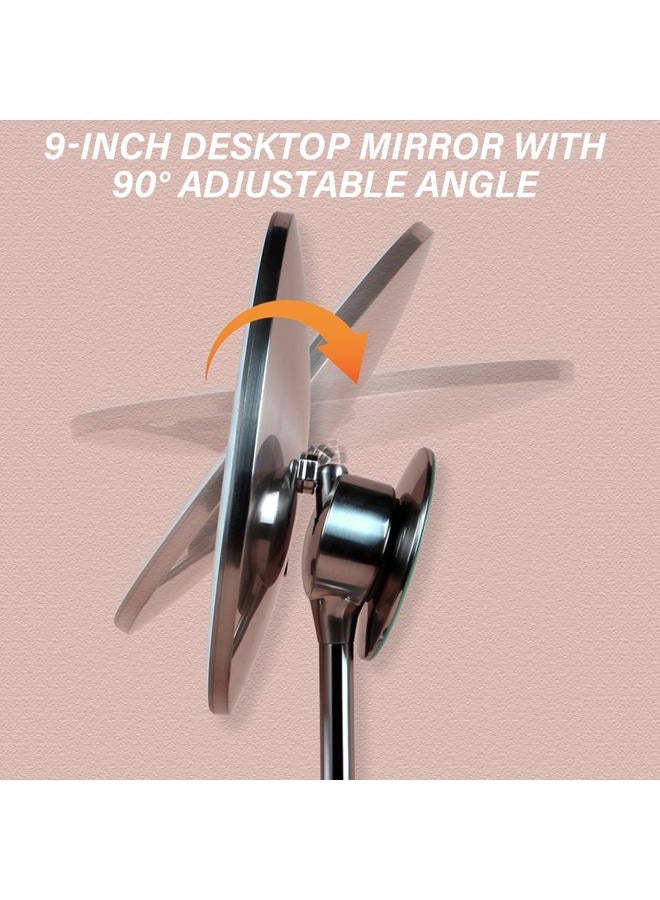 Miusco 9" Lighted Makeup Mirror Pro, 5X + 10X Magnification, Ultra Bright HD Lighting System, Rechargeable & Cordless, Adjustable Brightness, Touch Activated, Brush Stainless Steel - Image 5
