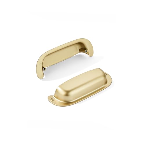 khtumeware 10 Pack 376mm Hole Center Retro Brushed Gold Drawer Pulls Satin Gold Cabinet Bin Cup Pulls Bathroom Hardware Cabinet Handles Drawer Handles Knobs - Image 1